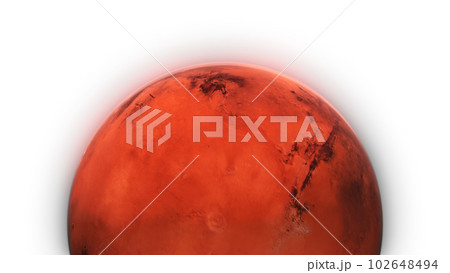 3D Render Close Up Mars Planet 360 Rotation On Galaxy Space Star Field 3D Illustration Isolated Transparent Alpha PNG 102648494