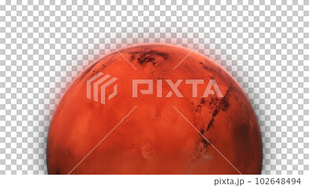 3D Render Close Up Mars Planet 360 Rotation On Galaxy Space Star Field 3D Illustration Isolated Transparent Alpha PNG 102648494
