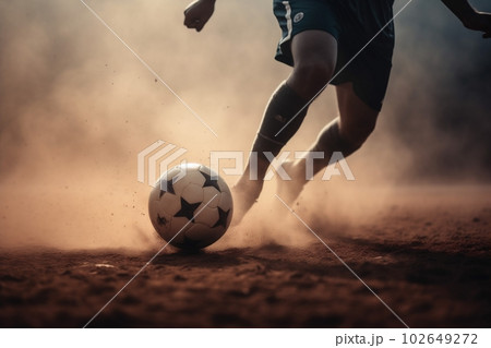ball stadium football competition sport soccer kick game goal foot. Generative AI. 102649272