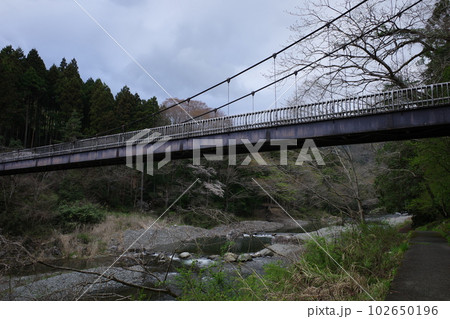 青梅市の御岳渓谷から見た神路橋 102650196