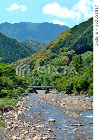 静岡市郊外春の里山渓流の風景 静岡市郊外春の里山渓流の風景 102651817