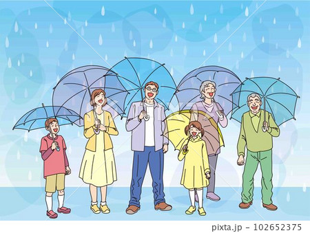 傘をさした人物色々_背景あり 102652375