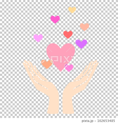 A hand supporting a full heart No main line 102653485