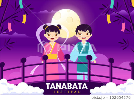 Tanabata Festival Vector Illustration with Kids Wearing Kimono and Peonies Flowers in National Holiday Flat Cartoon Hand Drawn Templates Tanabata Festival Vector Illustration with Kids Wearing Kimono and Peonies Flowers in National Holiday Flat Cartoon Hand Drawn Templates 102654576