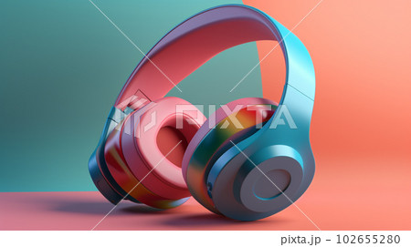 on ear headphones in trending color palette with Generative AI on ear headphones in trending color palette with Generative AI 102655280