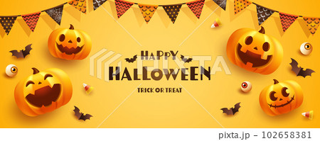 ハロウィンのフレーム背景のベクターイラスト(ハロウィーン) ハロウィンのフレーム背景のベクターイラスト(ハロウィーン) 102658381