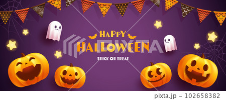 ハロウィンのフレーム背景のベクターイラスト(ハロウィーン) 102658382