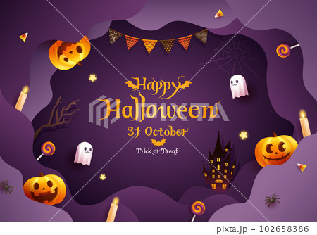 ハロウィンのフレーム背景のベクターイラスト(ハロウィーン) ハロウィンのフレーム背景のベクターイラスト(ハロウィーン) 102658386