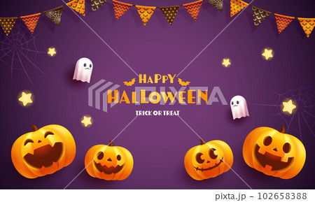 ハロウィンのフレーム背景のベクターイラスト(ハロウィーン) 102658388