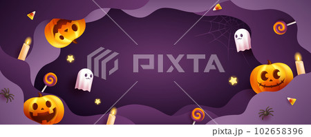 ハロウィンのフレーム背景のベクターイラスト(ハロウィーン) 102658396