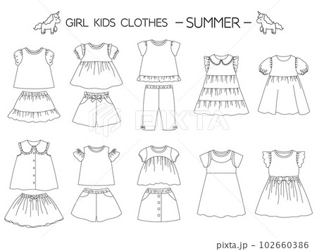 Girls Dress Ruffle Sleeve Flat Sketch Stock Vector (Royalty Free)  2100505453 | Shutterstock