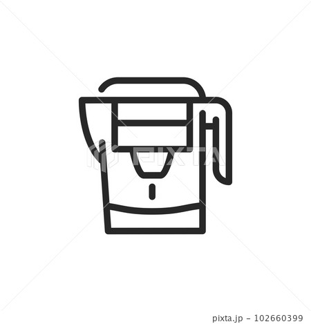 Water Filter Pitcher Icon: Vector Outline Editable Illustration of a Purifying Pitcher for Clean Drinking Water. 102660399
