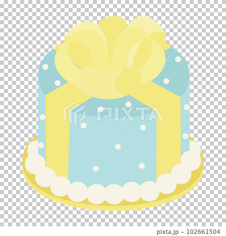Gift cake light blue yellow ribbon 102661504