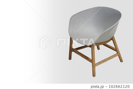 side view grey reclining plastic and wooden chair on gredient white and grey background, object, decor, vintage, modern, copy space side view grey reclining plastic and wooden chair on gredient white and grey background, object, decor, vintage, modern, copy space 102662120