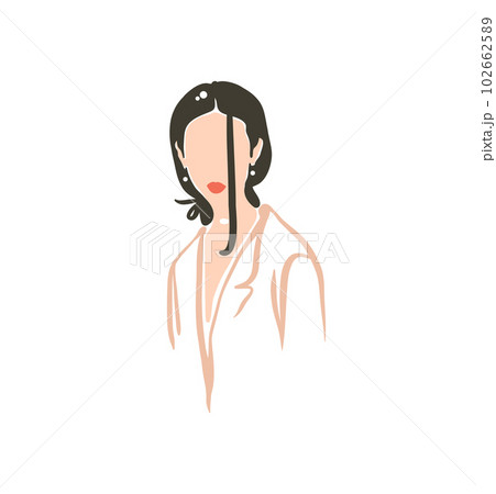 Hand drawn vector abstract trendy graphic contemporary modern art,aesthetic fashion illustration with bohemian,beautiful modern female,minimalistic trendy style. Vector woman body abstract drawing. 102662589