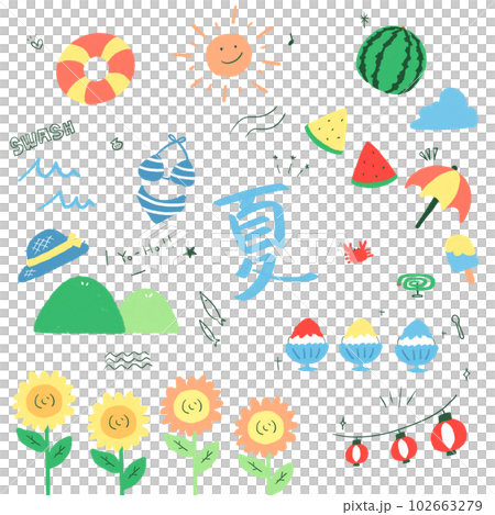 summer hand drawn illustration assortment 102663279