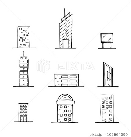 Set of Building Hand drawn graphic for Icon, Infographic design. 102664090