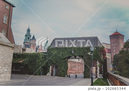 The main entrance in the Wawel castle, Krakow, Poland 102665344
