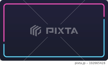 レトロかわいいピンクと水色のネオン管フレーム素材　16：9 102665428