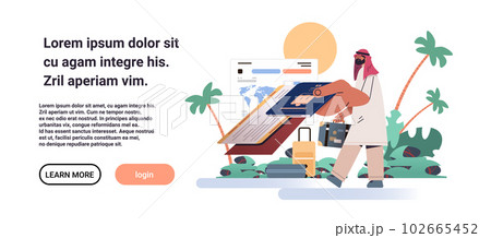 arab man holding passport with boarding pass or flight ticket guy giving documents allowing to travel vacation traveling 102665452