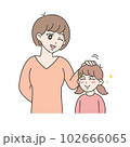 お母さんに頭をなでてもらう女の子のイラスト お母さんに頭をなでてもらう女の子のイラスト 102666065