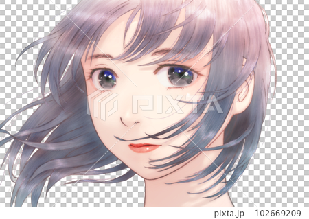 Line drawing color illustration of a girl in the wind Petals = no tears = no shading 102669209