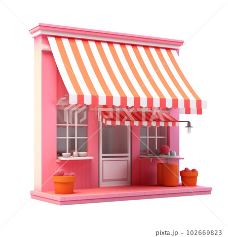 shop front in 3D style trending color palette with Generative AI 102669823