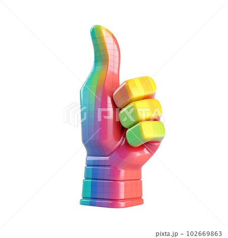 thumbs up in 3D style trending color palette with Generative AI 102669863