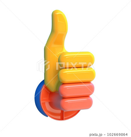 thumbs up in 3D style trending color palette with Generative AI 102669864