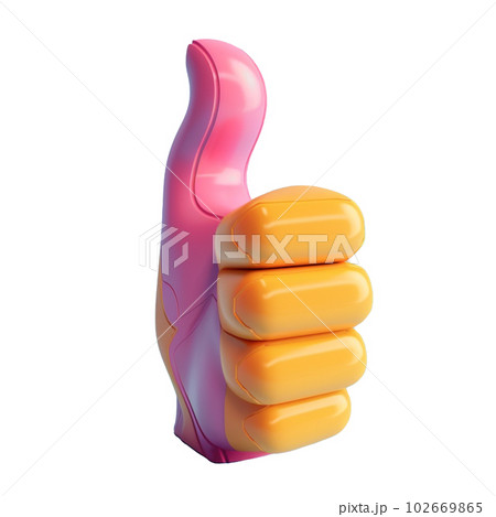 thumbs up in 3D style trending color palette with Generative AI 102669865