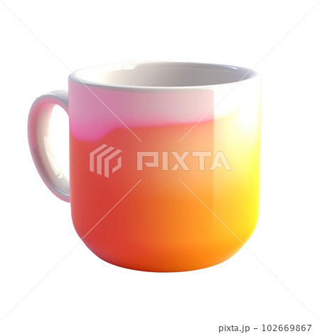 hot coffee mug in 3D style trending color palette with Generative AI 102669867