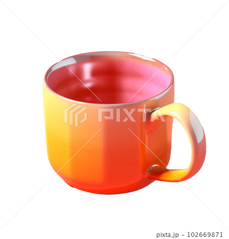 hot coffee mug in 3D style trending color palette with Generative AI 102669871