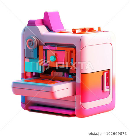 printer in 3D style trending color palette with Generative AI 102669878