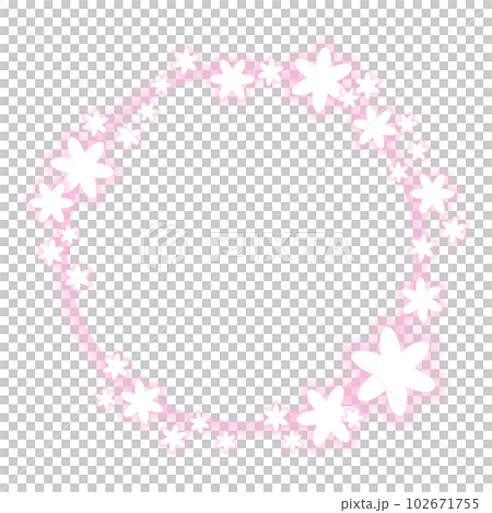 ファンシーなピンクの丸フレーム素材　ベクター素材 102671755