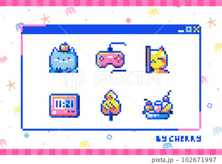 Pixel Art Anime Girls Cute Set. 8Bit Retro... - Stock Illustration  [102671997] - Pixta
