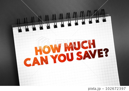 How Much Can You Save? text on notepad, concept background How Much Can You Save? text on notepad, concept background 102672397