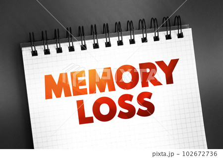 Memory Loss - amnesia is a deficit in memory caused by brain damage or disease, text concept on notepad 102672736