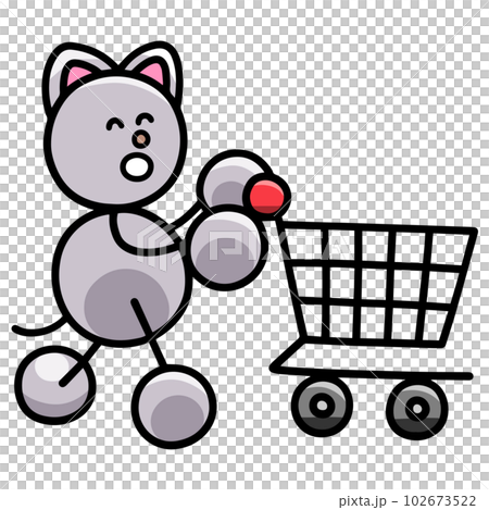 カートで移動するにゃんまるのイラスト(左右反転バージョン)　猫 102673522