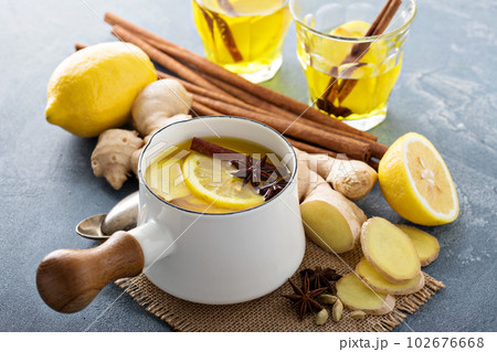 Ginger tea with lemon Ginger tea with lemon 102676668