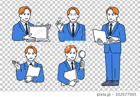 一個年輕商務人士的簡單矢量插圖集素材 102677885