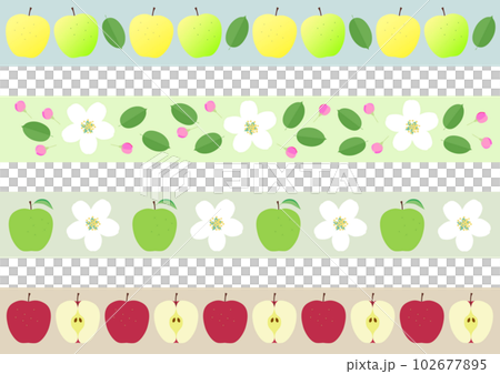 Apple fruit and flower decorative border set 102677895
