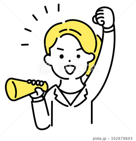 かわいい人物のイラストシリーズ _ 女性のオフィスワーカー _ 応援　 102678603