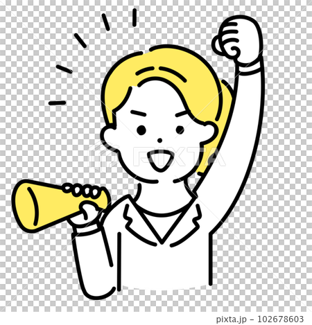 かわいい人物のイラストシリーズ _ 女性のオフィスワーカー _ 応援　 102678603