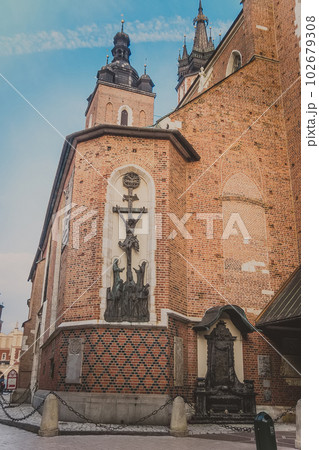 part view of St. Mary's Basilica, known as Mariacki Church part view of St. Mary's Basilica, known as Mariacki Church 102679308