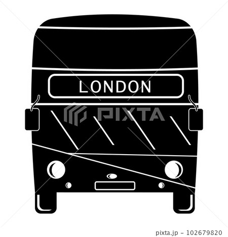 Double-decker London bus city transport double-decker sightseeing contour icon black stencil, silhouette, vector illustration Double-decker London bus city transport double-decker sightseeing contour icon black stencil, silhouette, vector illustration 102679820