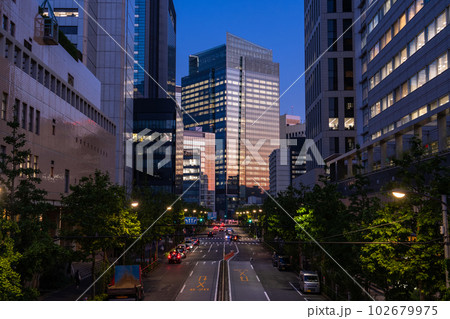 《東京都》東京オフィス街の夜景・港区芝 《東京都》東京オフィス街の夜景・港区芝 102679975