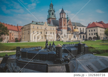Mock up of Royal Castle on Wawel Hil in Krakow, Poland 102680716