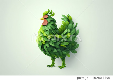 image of chicken design with leaf elements. Farm animals. Illustration. Generative AI. 102681150