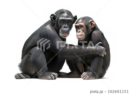 Image of chimpanzee showing love to each other. Wildlife Animals. Illustration, generative AI. Image of chimpanzee showing love to each other. Wildlife Animals. Illustration, generative AI. 102681151
