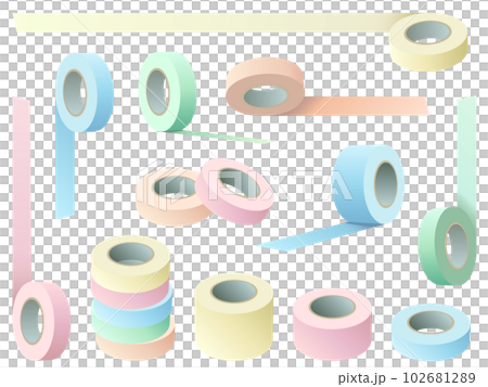 カラフルなマスキングテープのベクターイラスト素材セット カラフルなマスキングテープのベクターイラスト素材セット 102681289